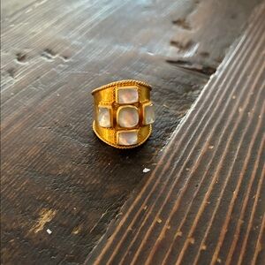 Julie Vos Gold Ring with White Stones